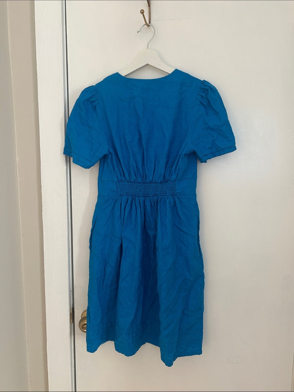 Boden Eve Linen Short Dress Brilliant Blue Size 4r - Picture 6 of 7